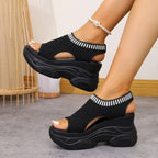Breathable Knit Platform Wedges – Easy Slip-On with Arch Support