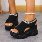 Breathable Knit Platform Wedges – Easy Slip-On with Arch Support