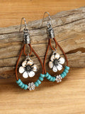 1 Pair Bohemian Style Alloy Plum Blossom Pendant With Turquoise Beads
