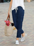Women's European And American Style Drawstring Pocket Long Pants