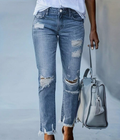 Women's Ripped Capri Cropped Jeans